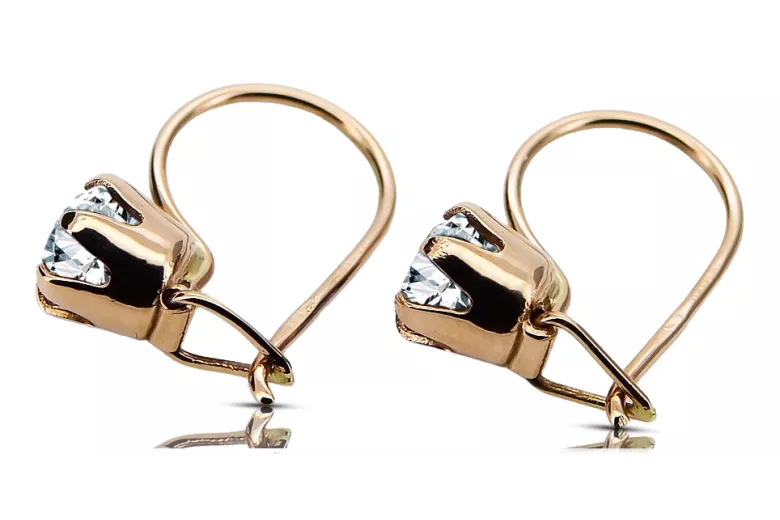 Oro rosa antiguo original de 14k Circón Pendientes Joyería vintage vec056r